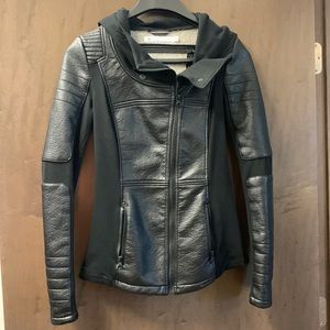 Blanc Noir hooded Moto Jacket Size Small
